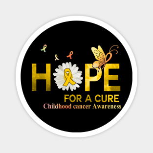 Hope For A Cure  Butterfly Flower Childhood cancer Magnet